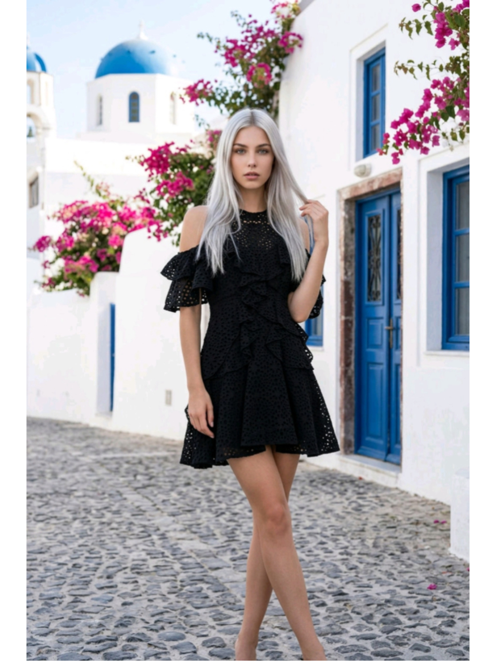 Acler Black Ruffled Mini Dress